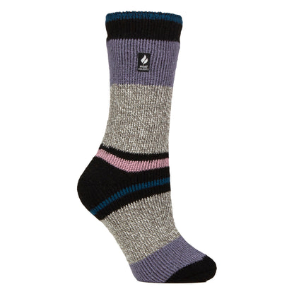 Ladies Soft Warm Winter Stripe Patterned Thermal Socks