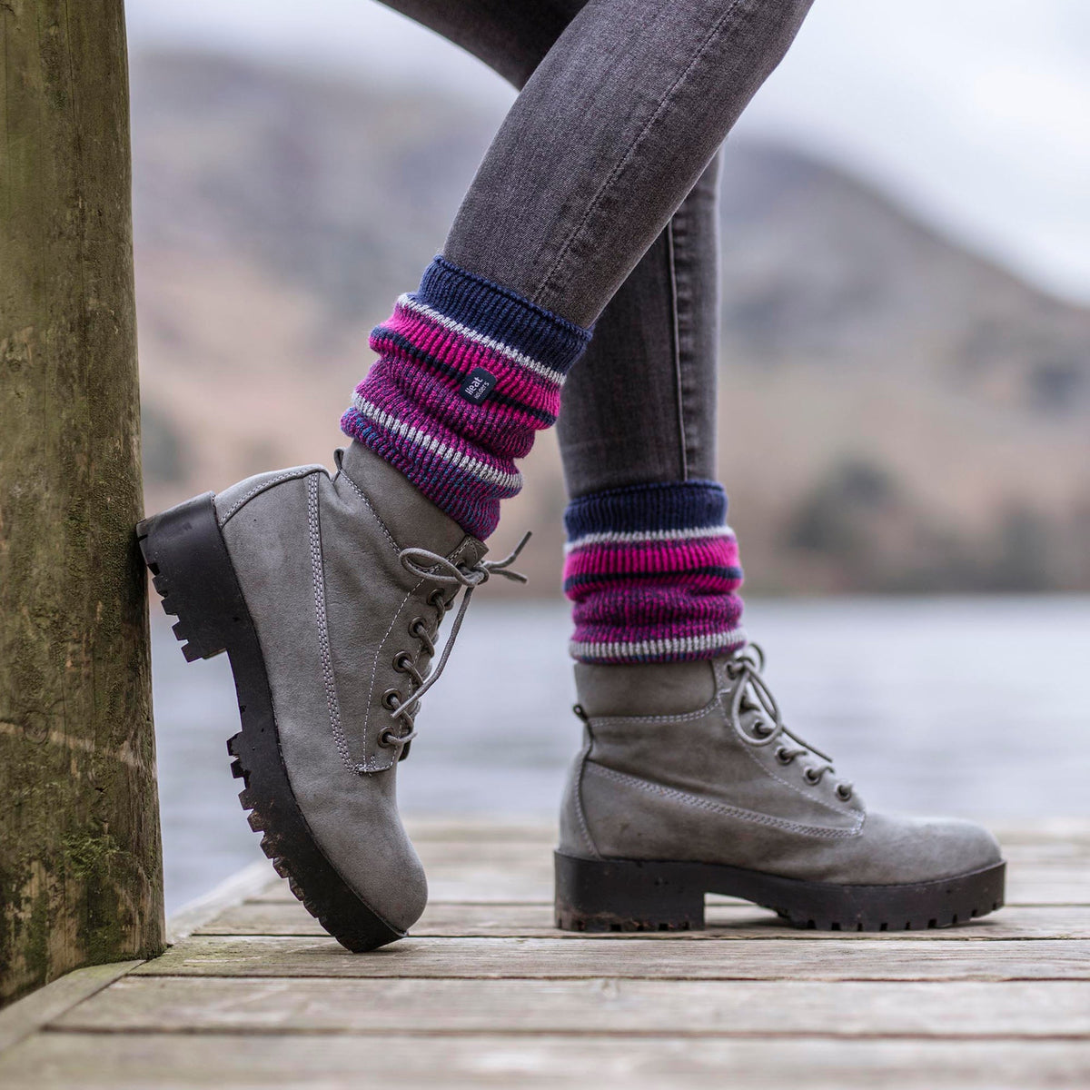 Ladies Soft Warm Winter Stripe Patterned Thermal Socks