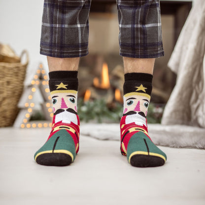 Mens Christmas Non Slip Thermal Slipper Socks with Grippers