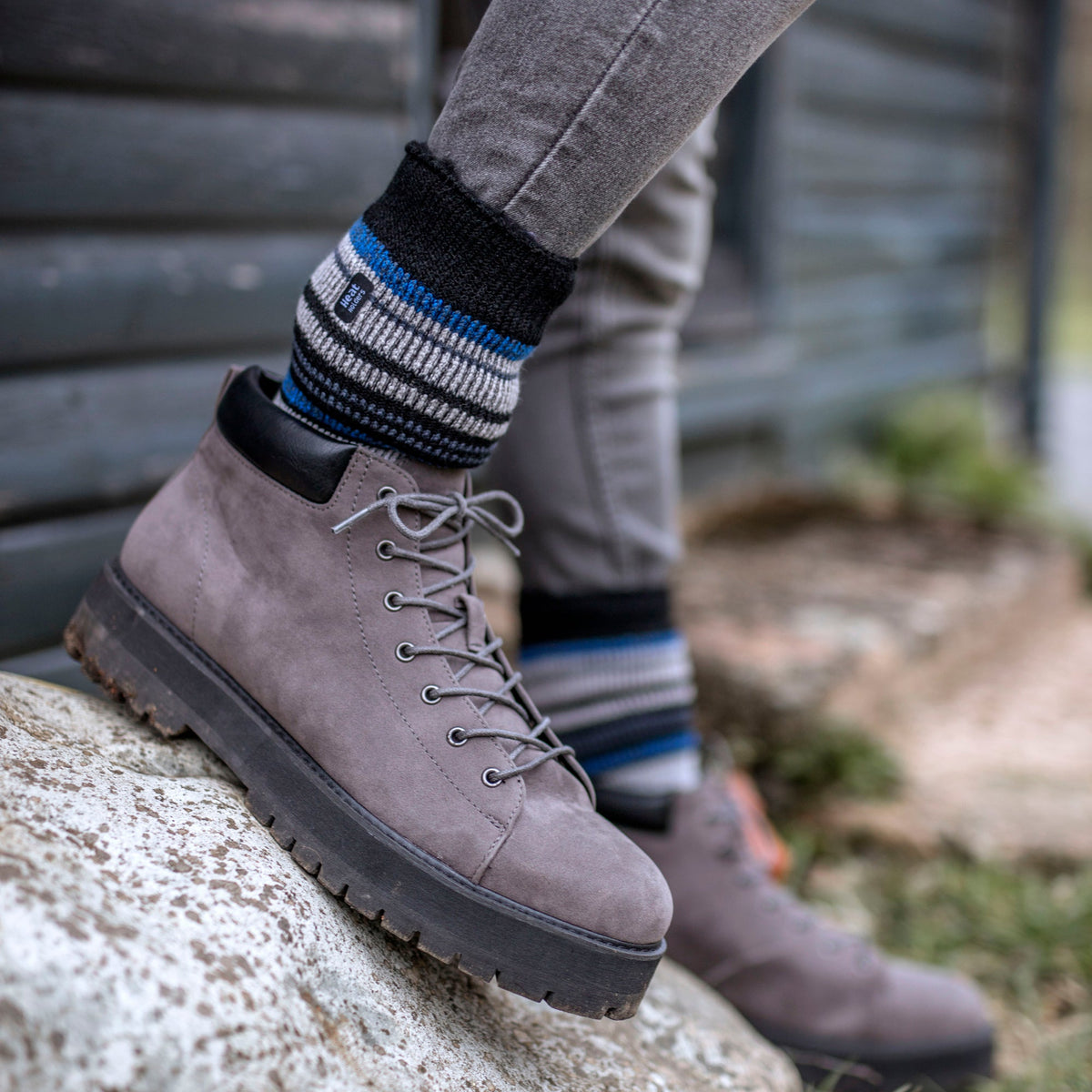 Mens Thermal Stripe Pattern Socks for Winter