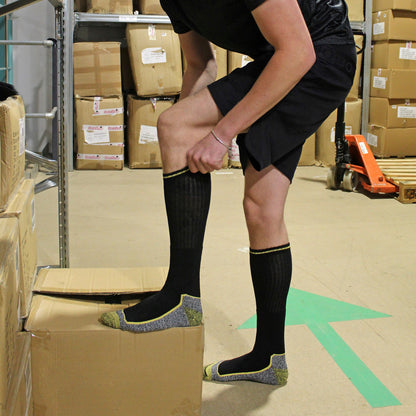 Men's Knee High Bamboo Work Socks for Steel Toe Boots | Anti Sweat Heavy Duty