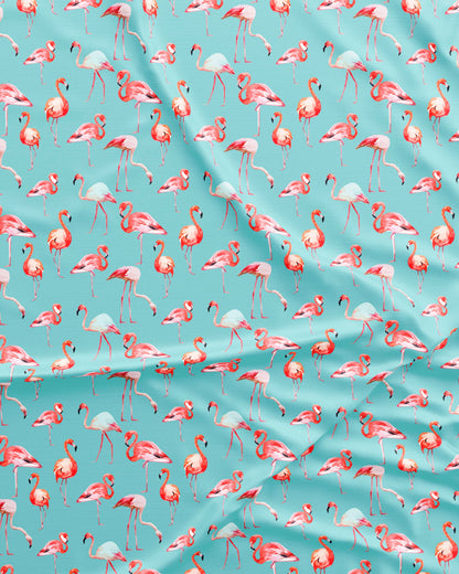 Girls Long Pyjamas - Blue Flamingos