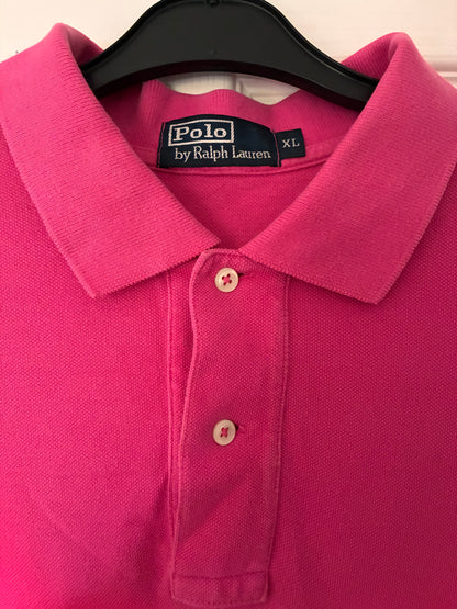 Men’s short sleeve pink Ralph Lauren polo. Size XL.