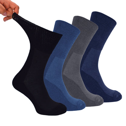 4 Pack Extra Wide Non Elastic Bamboo Diabetic Socks