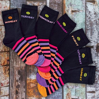 7 Pack Kids Novelty Days of The Week Socks Ideal for School