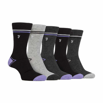 5 Pack Mens Bamboo Bright Striped Patterned Socks