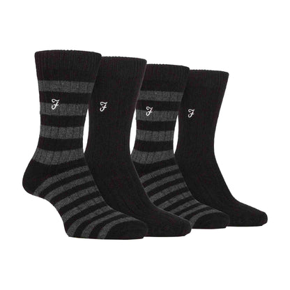4 Pack Mens Soft Breathable Bamboo Striped Boot Socks
