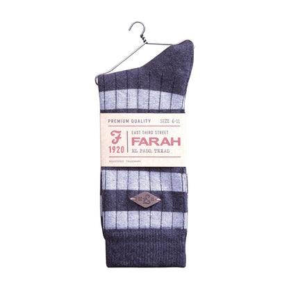 2 Pack Mens Cotton Patterned Striped Ribbed Boot Socks