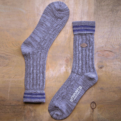 2 Pack Mens Cable Knit Cotton Boot Dress Socks with Turn Over Top