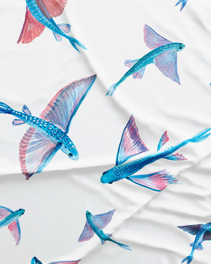 Womens Short Pyjamas - Flying Fish White