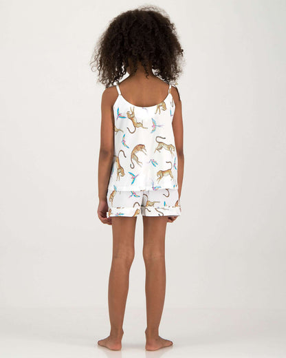 Girls Camisole Pyjamas - Playing Cheetahs