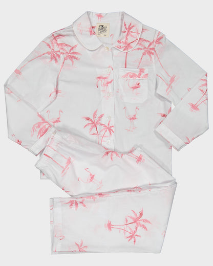 Girls Long Pyjamas - Pink palms
