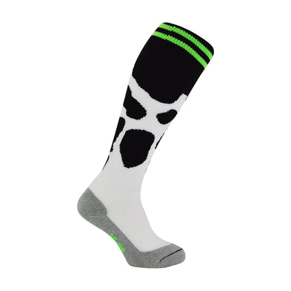 1 Pack Adults & Kids Knee High Fun Patterned Hockey Socks - Green Cows
