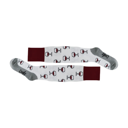 1 Pack Adults & Kids Knee High Fun Patterned Hockey Socks - Red / White Wine