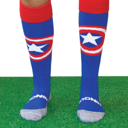 1 Pack Adults & Kids Knee High Fun Patterned Hockey Socks - Captain America