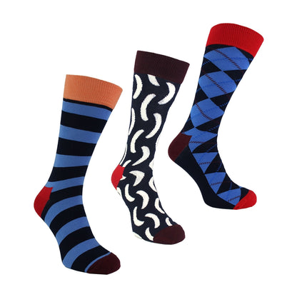 Pack of 3 Classic Argyle Patterned Mens Dress Socks | Colorful Argyle Socks
