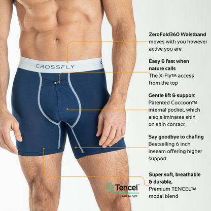 IKON X Men's 6" Boxers - Navy/White