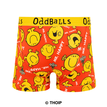 OddBalls Mr Happy - Mr Men - Mens Cotton Boxer Shorts