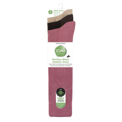 3 Pack Knee High Soft Bamboo Diabetic Socks