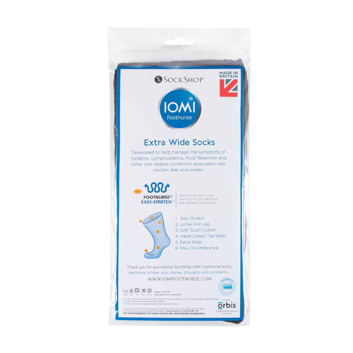 1 Pack Extra Wide Loose Fit Cotton Oedema Socks for Swollen Ankles