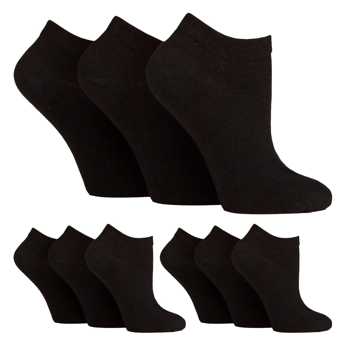 9 Pack Womens Diabetic Trainer Socks | Wide Ankle Socks for Swollen Feet