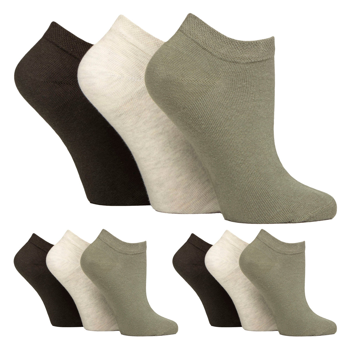 9 Pack Womens Diabetic Trainer Socks | Wide Ankle Socks for Swollen Feet