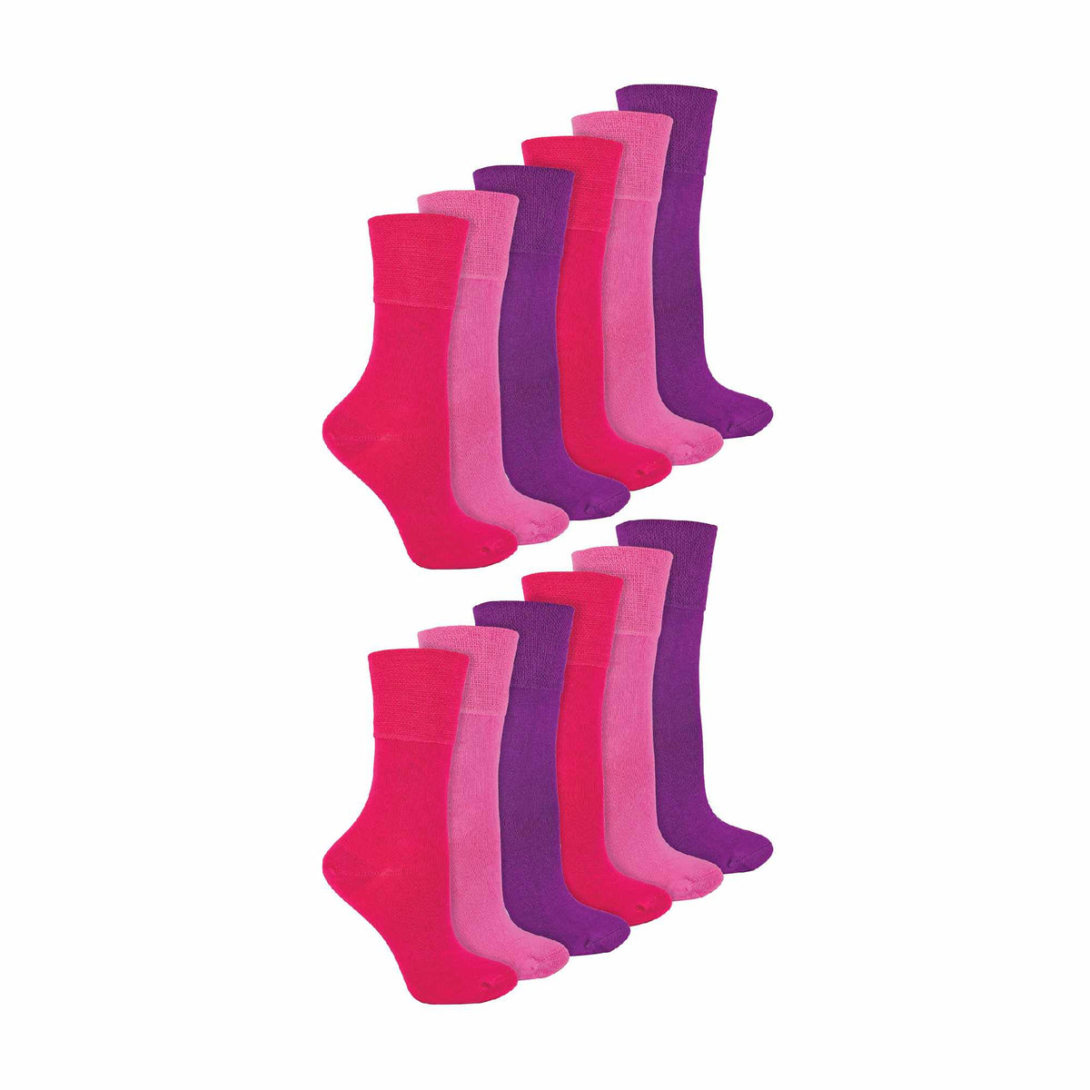 12 Pairs Ladies Diabetic Bamboo Socks | Non Elastic Gentle Grip Top Socks