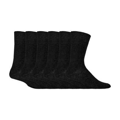 6 Pack Men’s Non-Elastic Cotton Diabetic Socks with Seamless Toe