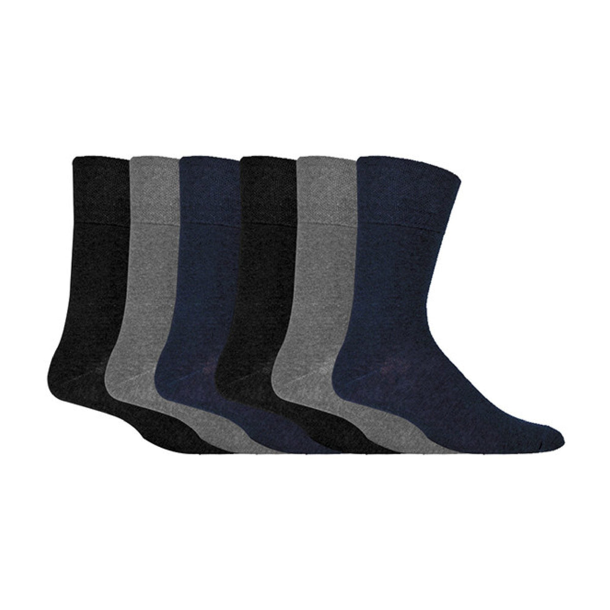 6 Pack Men’s Non-Elastic Cotton Diabetic Socks with Seamless Toe