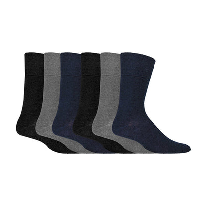 6 Pack Men’s Non-Elastic Cotton Diabetic Socks with Seamless Toe