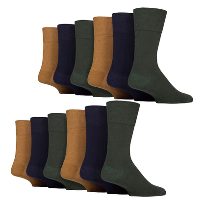 12 Pairs Mens Gentle Grip Top Diabetic Socks | Non Elastic Cotton Socks