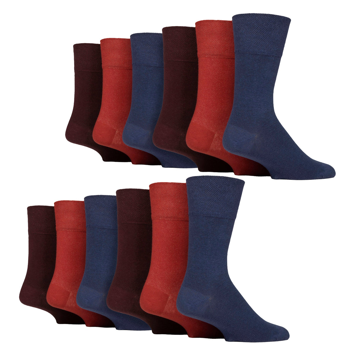 12 Pairs Mens Gentle Grip Top Diabetic Socks | Non Elastic Cotton Socks