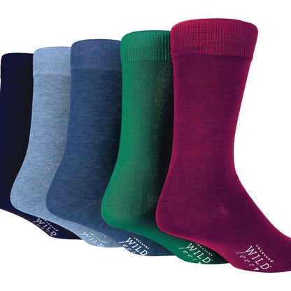 5 Pack Mens Plain Coloured Bamboo Dress Socks