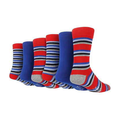 6 Pairs Mens Multipack Bamboo Dress Socks with Stylish Stripes and Polka Dots
