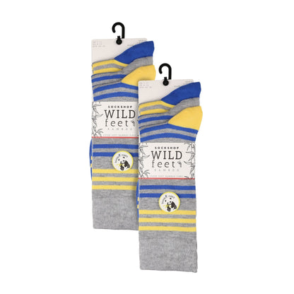 6 Pairs Mens Multipack Bamboo Dress Socks with Stylish Stripes and Polka Dots