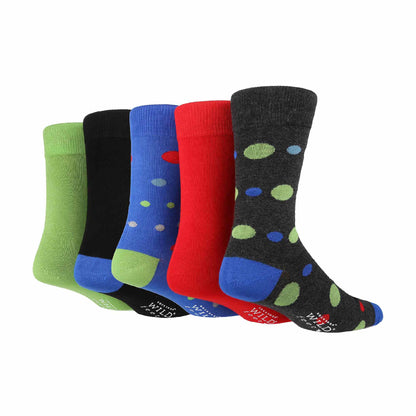 5 Pack Mens Colourful Striped Patterned Bamboo Dress Socks