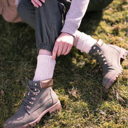 2 Pack Women's Wool Blend Cable Knit Boot Socks, Outdoor Socks