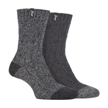Women's 2-Pack Wool Outdoor Boot Socks | Ribbed Hiking Knit Socks