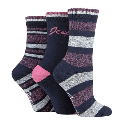 3 Pack Ladies Performance Boot Socks | Women's Ribbed Cushioned Comfort Socks