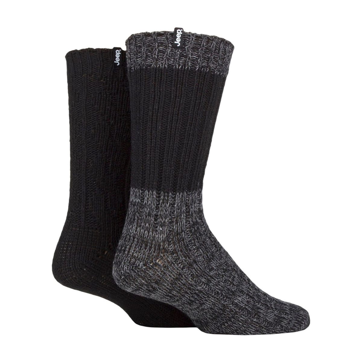 2 Pack Men's Heavyweight Wool Boot Socks | Ribbed Cable Knit Outdoor Socks