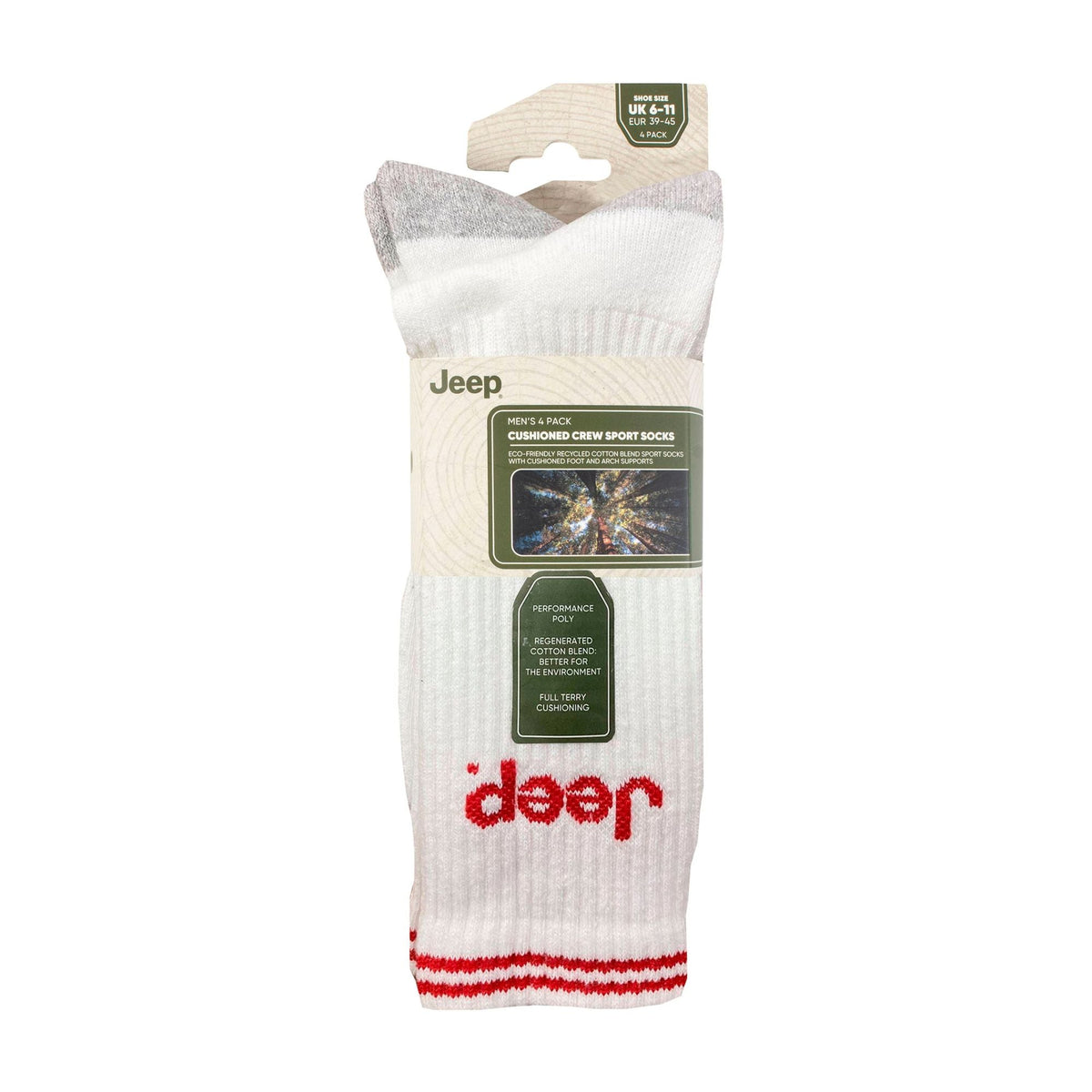Men's Cushioned Crew Socks - 4 Pack Sport Running Socks