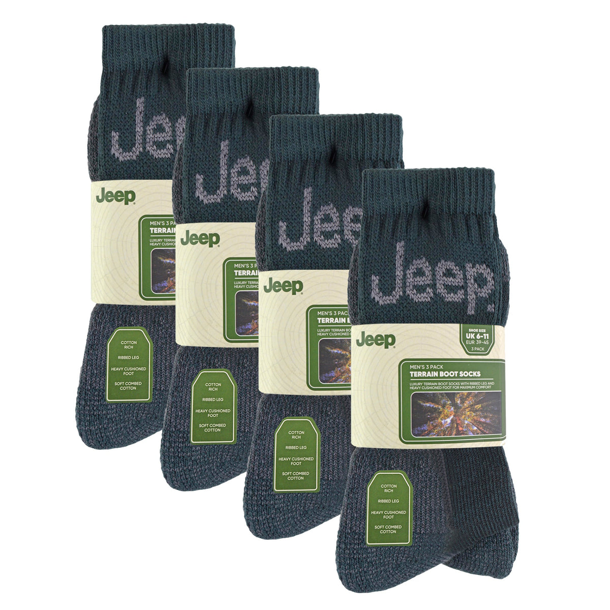 Mens Luxury Cushioned Cotton Hiking Socks (Multipack Options)