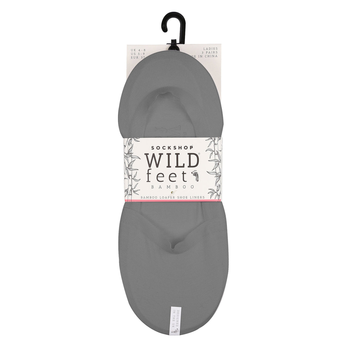 3 Pack Ladies Bamboo Invisible Socks with Silicone Heel Grip