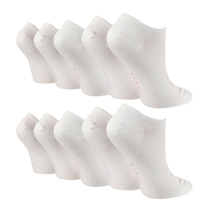 10 Pairs Ladies Bamboo Trainer Socks with Reinforced Heel & Toe