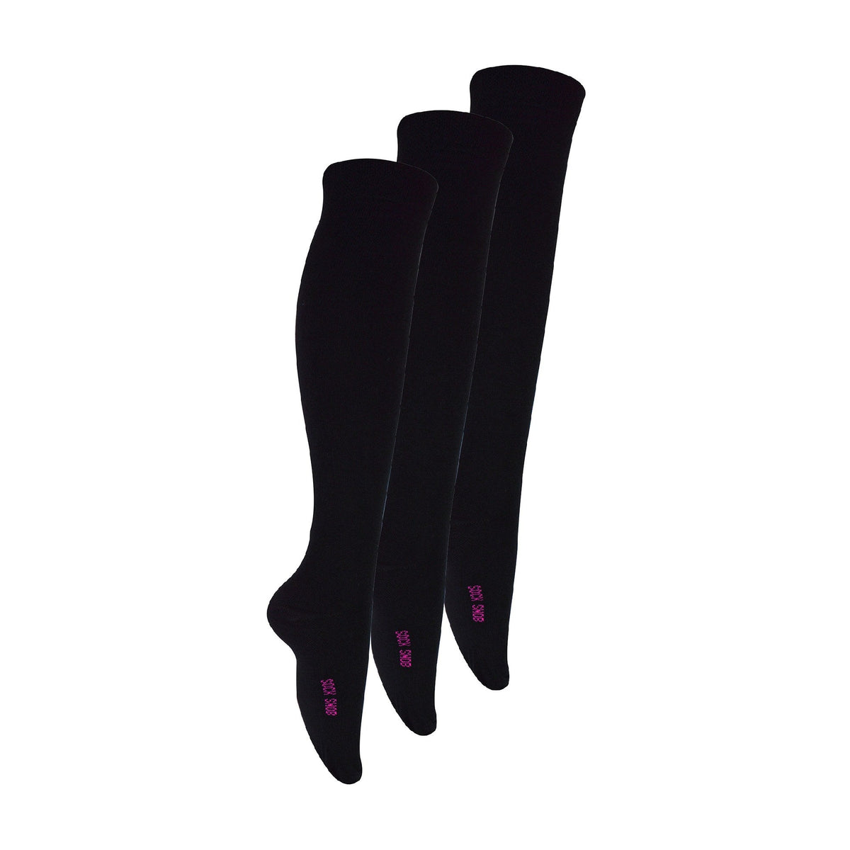3 Pack Girls Knee High Long Plain Soft Breathable Bamboo Socks