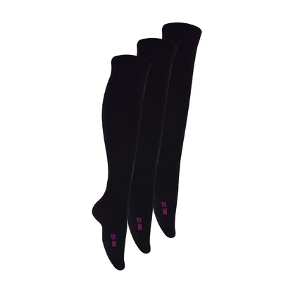 3 Pack Girls Knee High Long Plain Soft Breathable Bamboo Socks