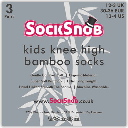 12 Pair Kids Knee High Soft Bamboo Multicoloured School Socks
