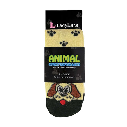 1 Pack Ladies Fluffy Animal Pattern Slipper Socks with Grips