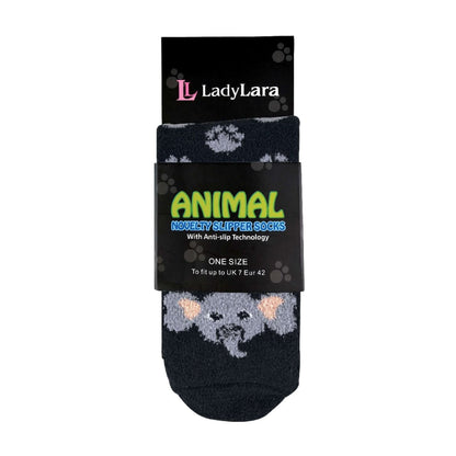 1 Pack Ladies Fluffy Animal Pattern Slipper Socks with Grips