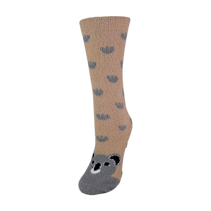 1 Pack Ladies Fluffy Animal Pattern Slipper Socks with Grips